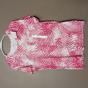 Croft & Barrow Pink Palm Crew Neck Tee Shirt XL NWT